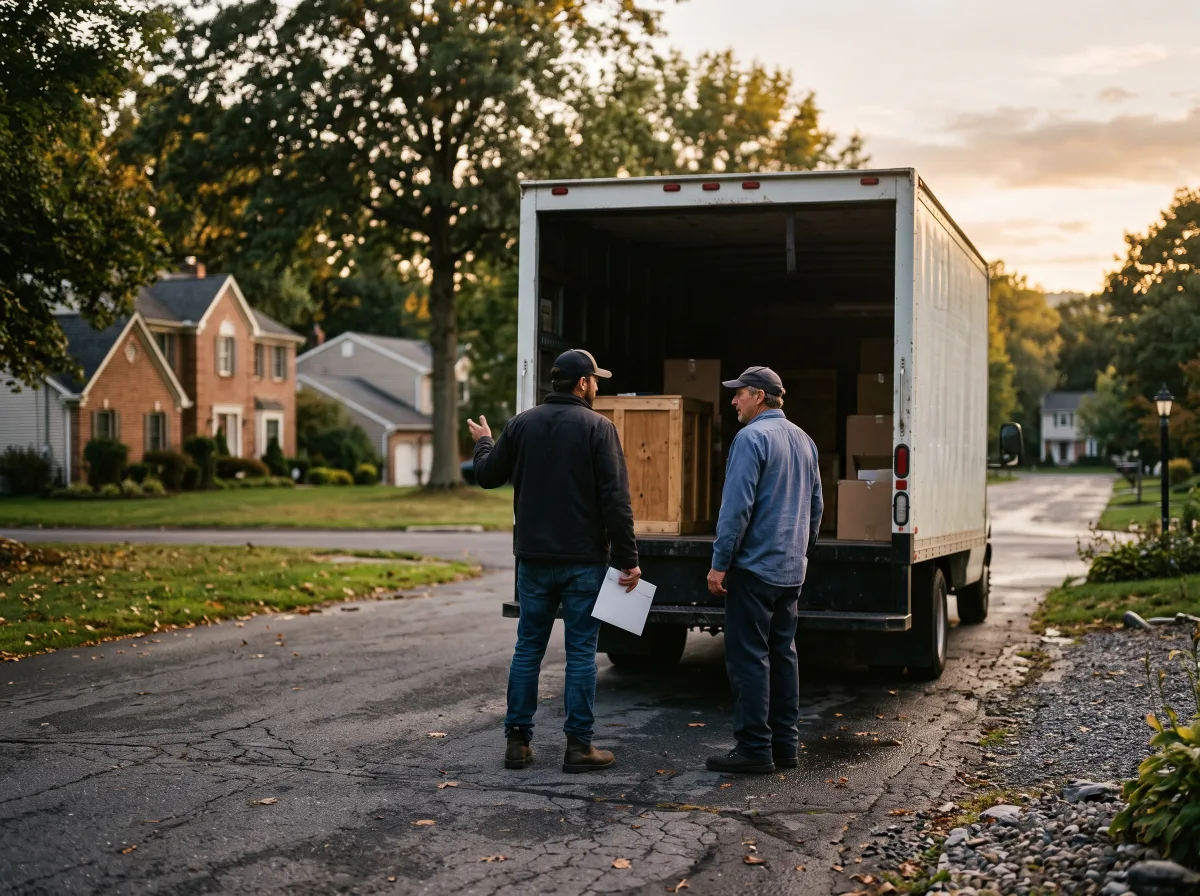 Christian meeting a seller in their driveway beside the truck