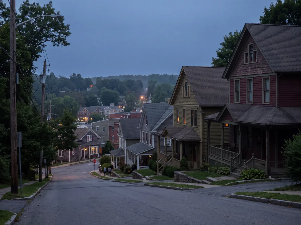 Hillside Victorians above Brewster at dusk