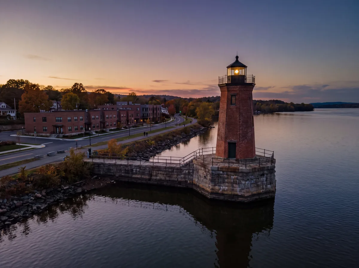 The Rondout Lighthouse at Kingston at dusk