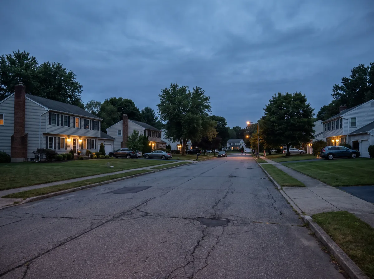 Colonial street in an Orange County neighborhood