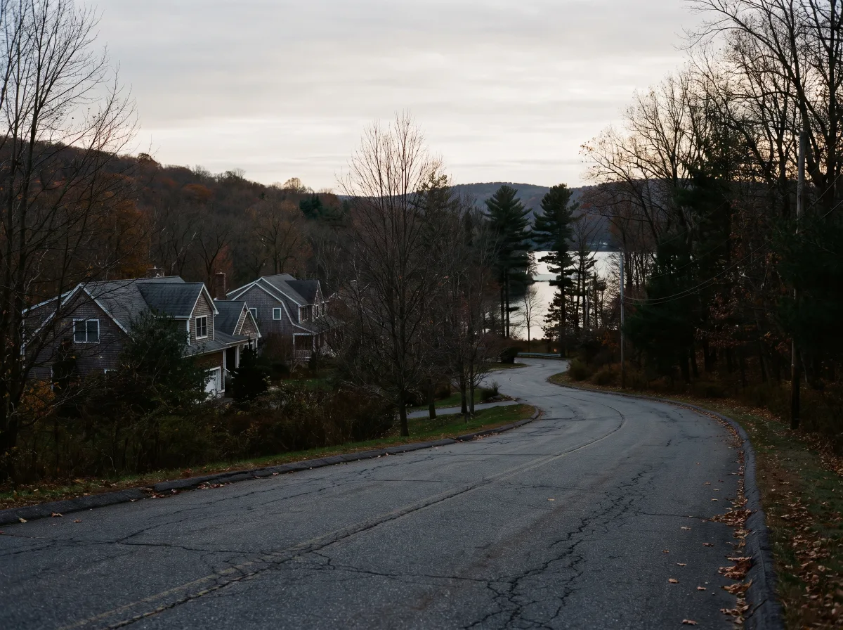 Highland road with a lake view in West Milford