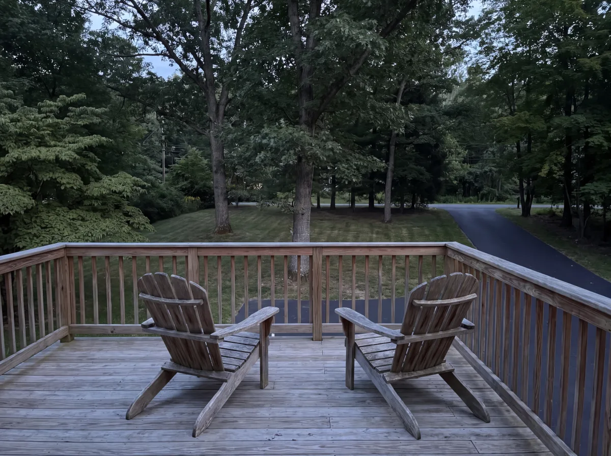 Backyard deck overlooking woods in Yorktown Heights